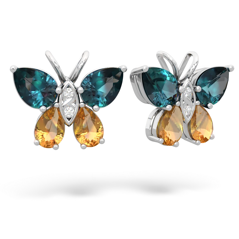 Alexandrite Butterfly 14K White Gold earrings E2215