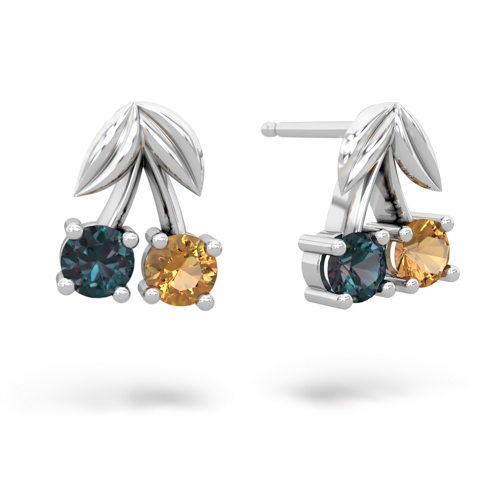 Alexandrite Sweet Cherries 14K White Gold earrings E7001