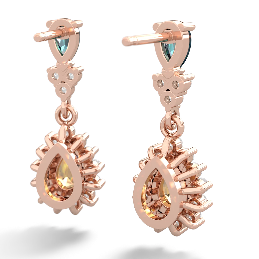 Alexandrite Halo Pear Dangle 14K Rose Gold earrings E1882