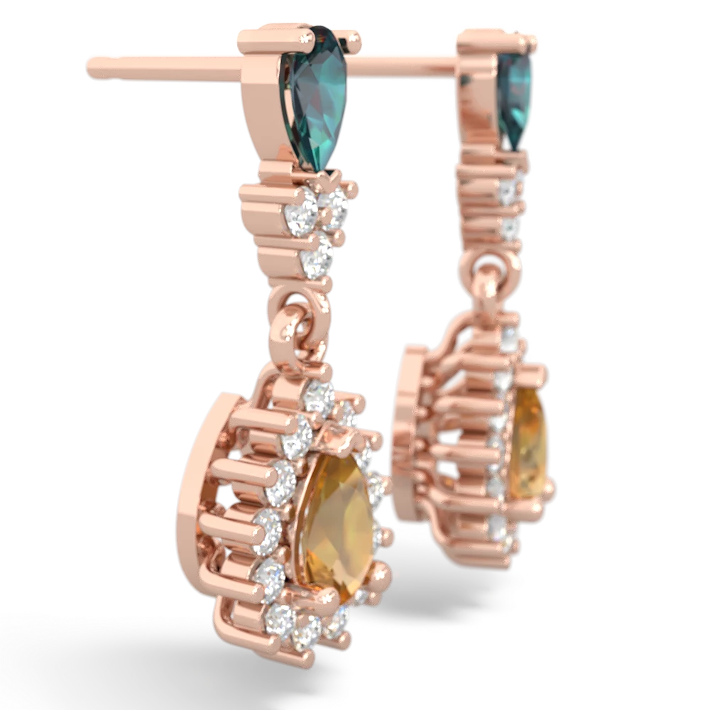 Alexandrite Halo Pear Dangle 14K Rose Gold earrings E1882