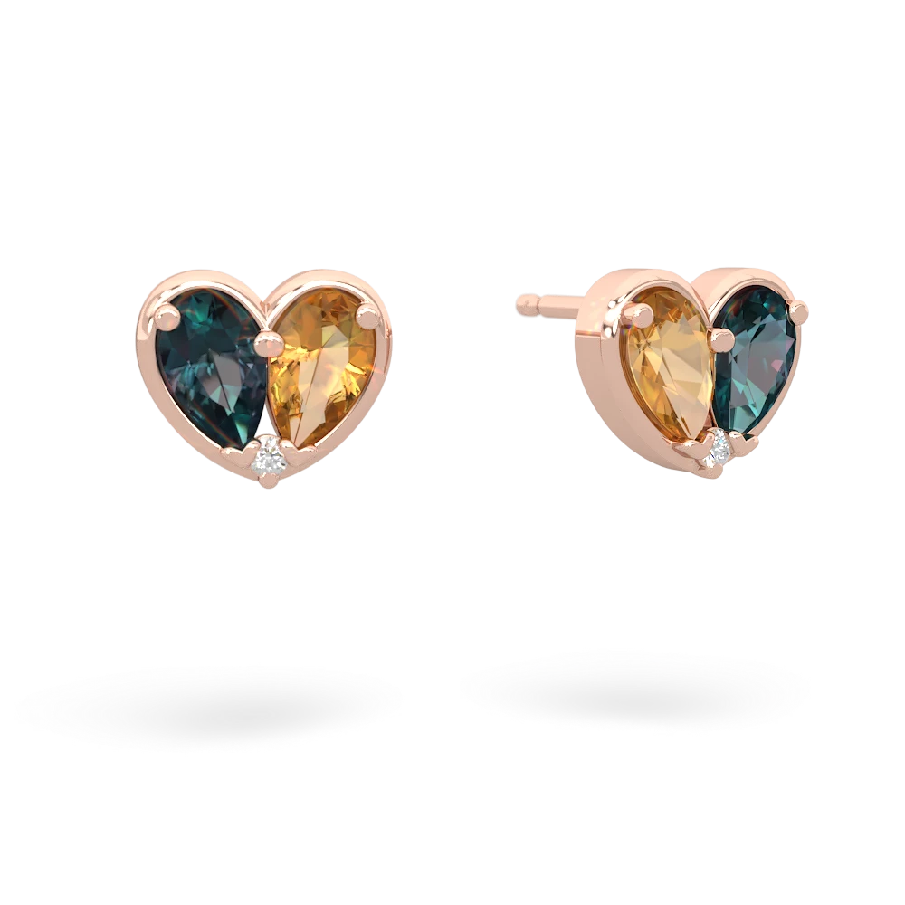 Alexandrite 'Our Heart' 14K Rose Gold earrings E5072