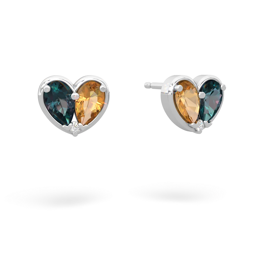 Alexandrite 'Our Heart' 14K White Gold earrings E5072