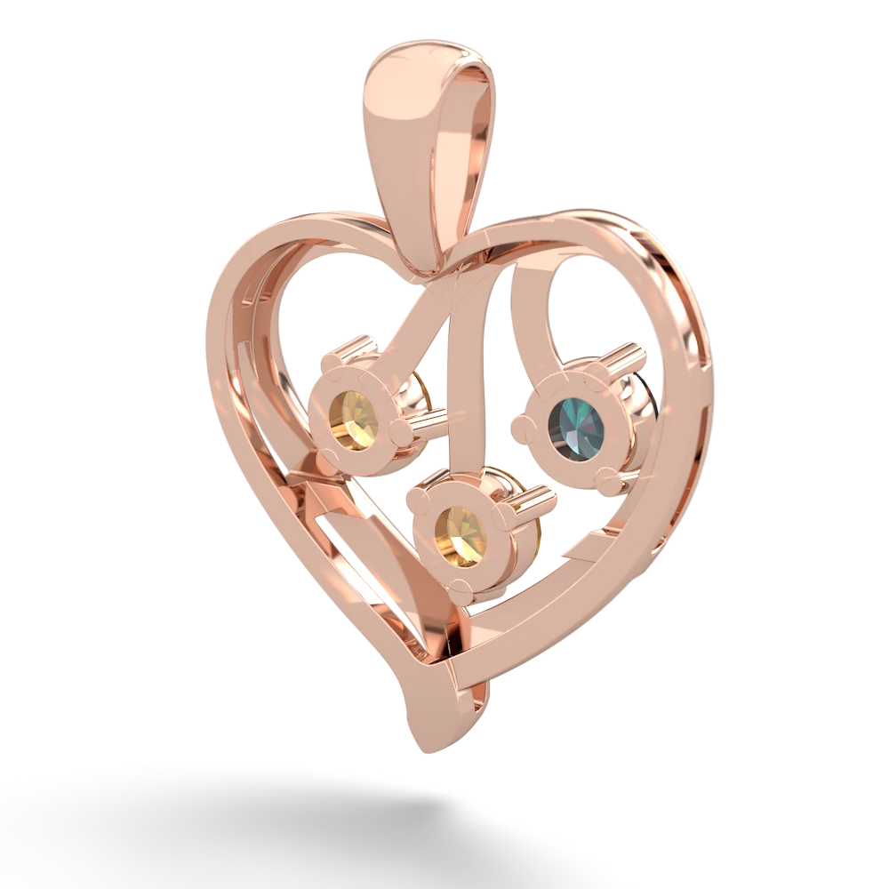 Alexandrite Glowing Heart 14K Rose Gold pendant P2233