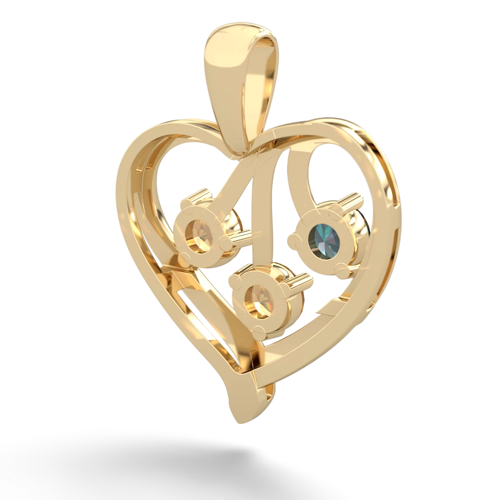 Alexandrite Glowing Heart 14K Yellow Gold pendant P2233