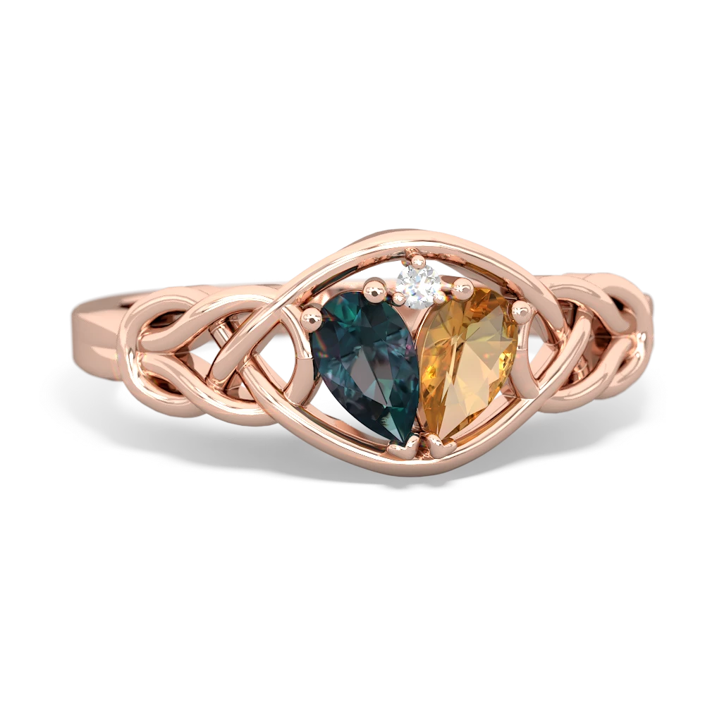 Alexandrite Celtic Love Knot 14K Rose Gold ring R5420