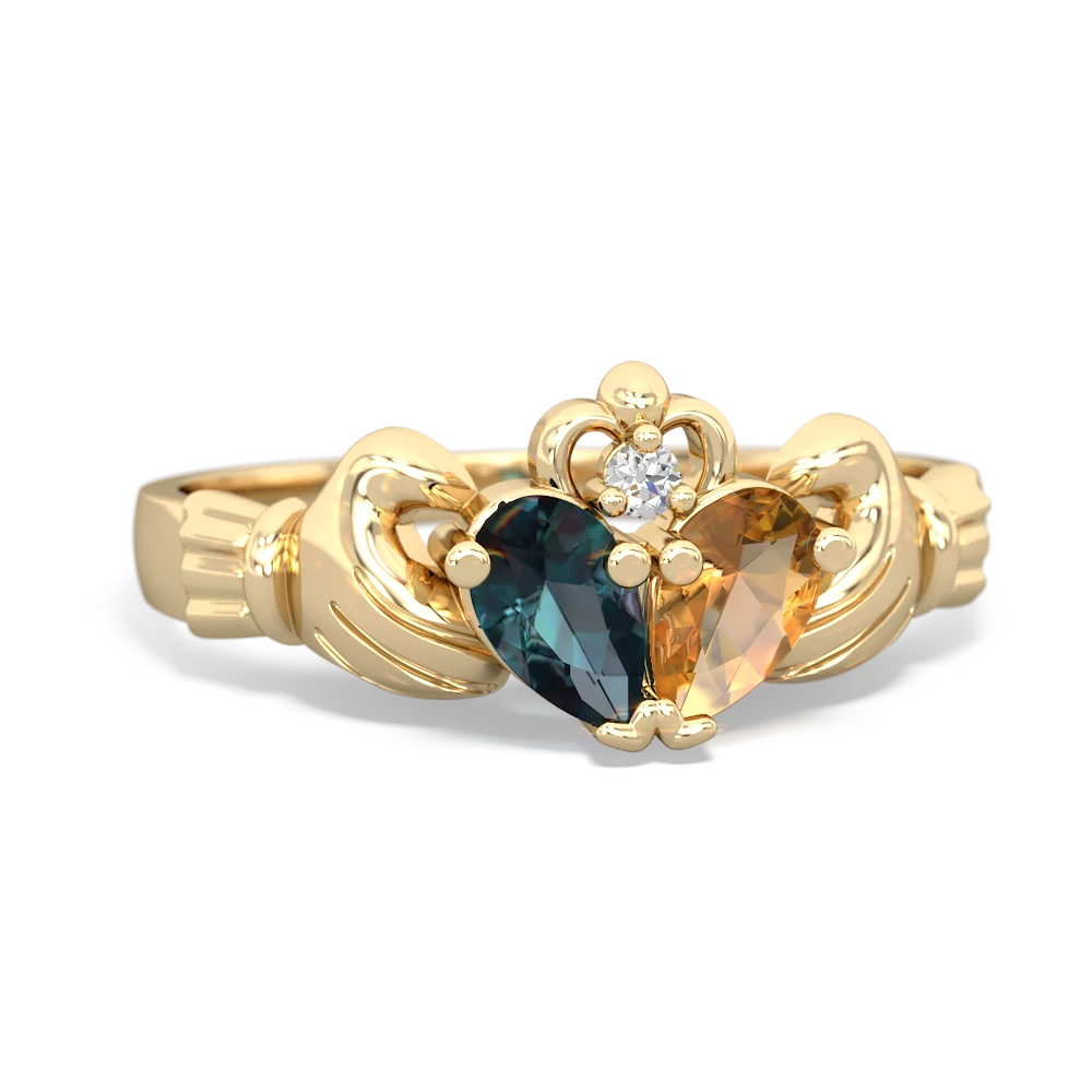 Alexandrite 'Our Heart' Claddagh 14K Yellow Gold ring R2388