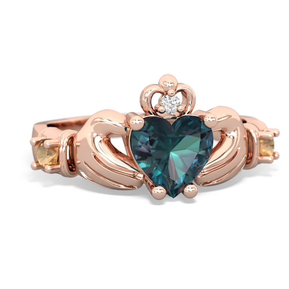 Alexandrite Claddagh Keepsake 14K Rose Gold ring R5245