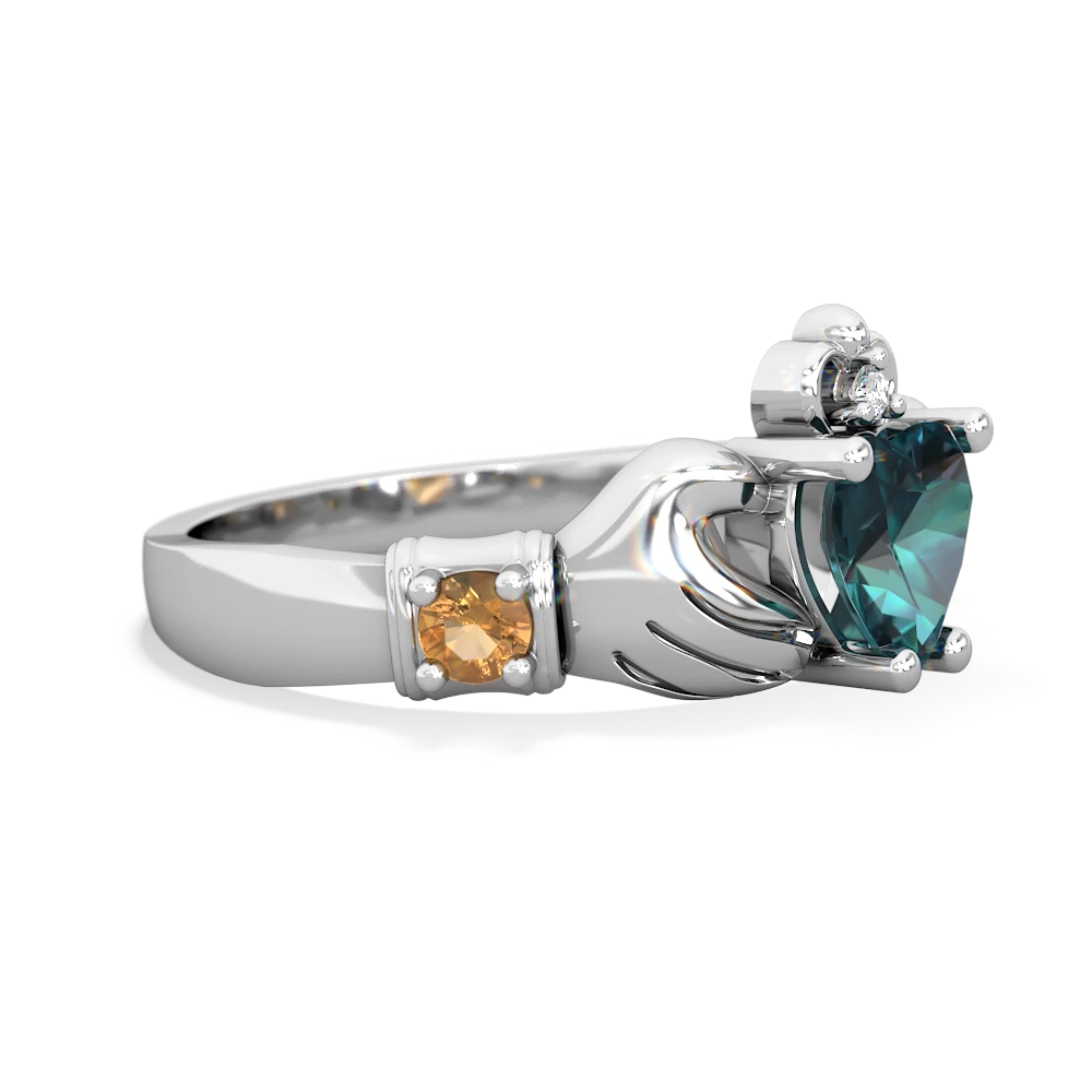 Alexandrite Claddagh Keepsake 14K White Gold ring R5245