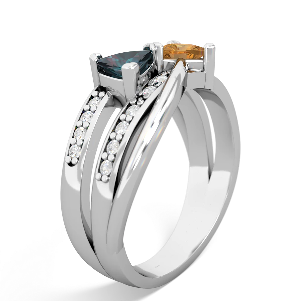 Alexandrite Bowtie 14K White Gold ring R2360