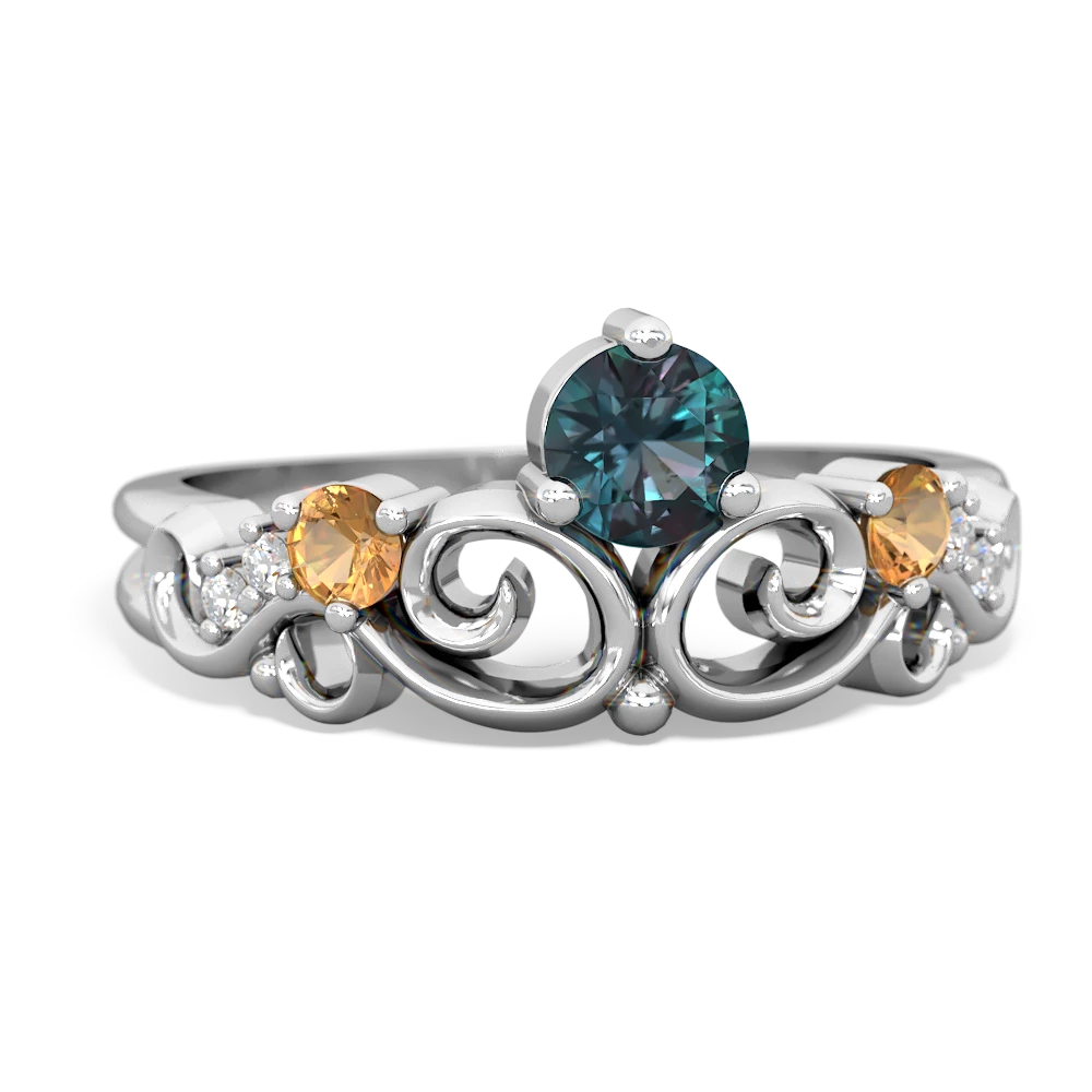 Alexandrite Crown Keepsake 14K White Gold ring R5740