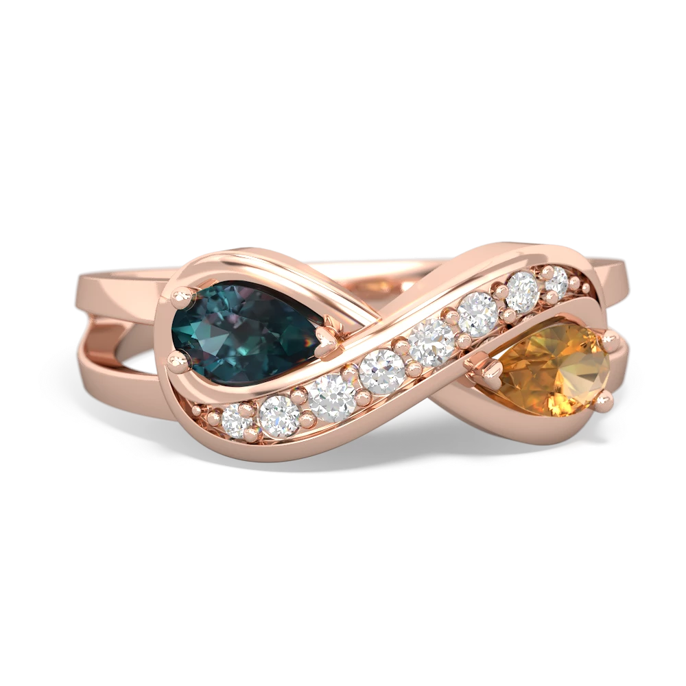 Alexandrite Diamond Infinity 14K Rose Gold ring R5390