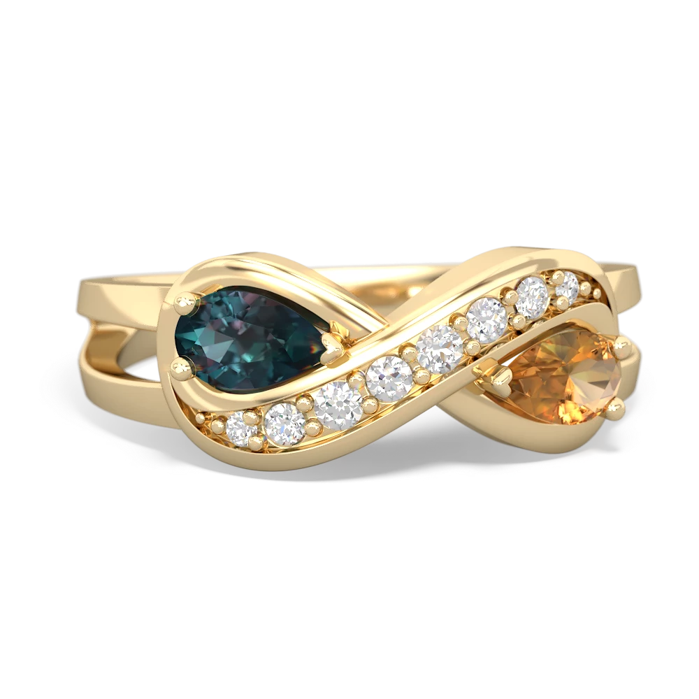 Alexandrite Diamond Infinity 14K Yellow Gold ring R5390