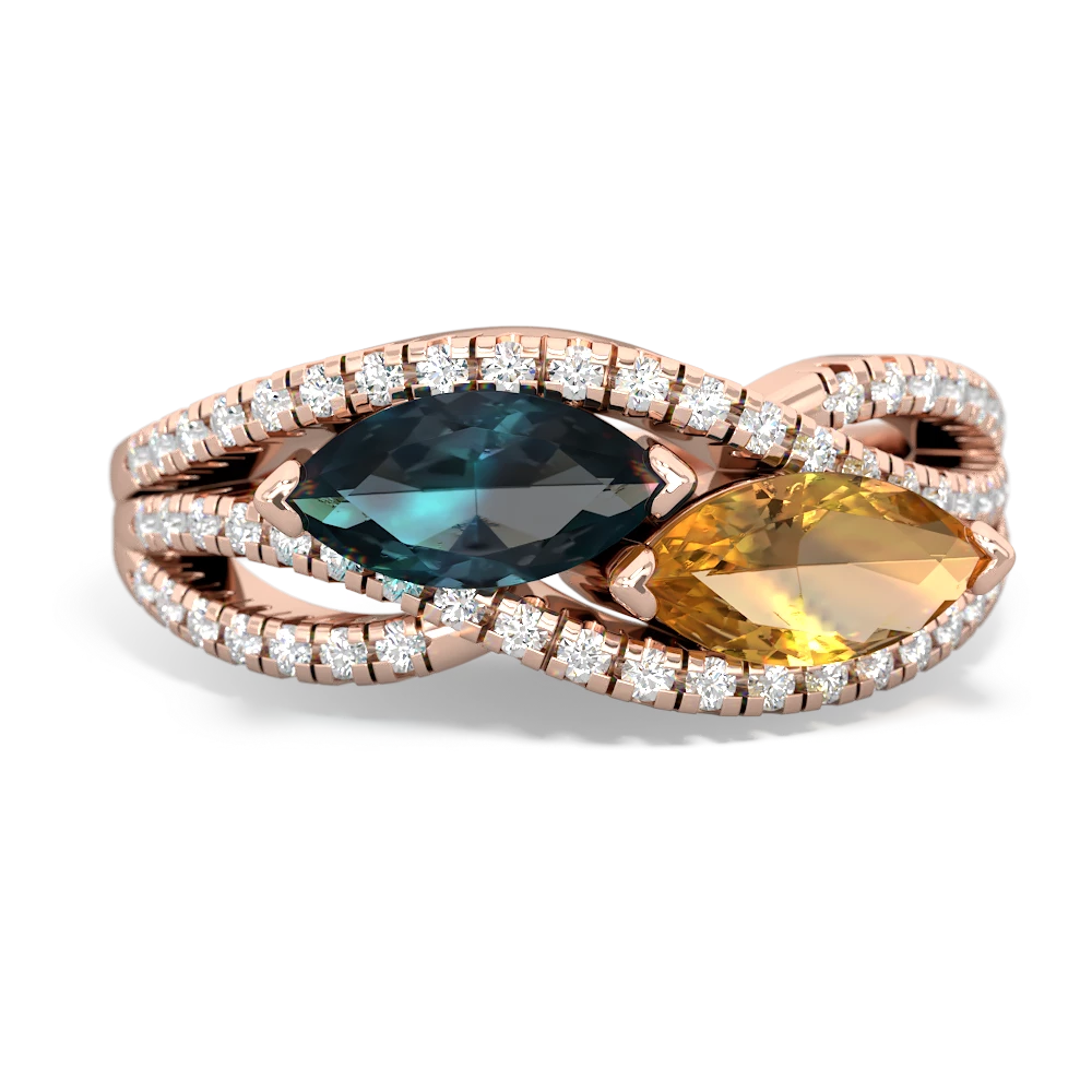 Alexandrite Diamond Rivers 14K Rose Gold ring R3070