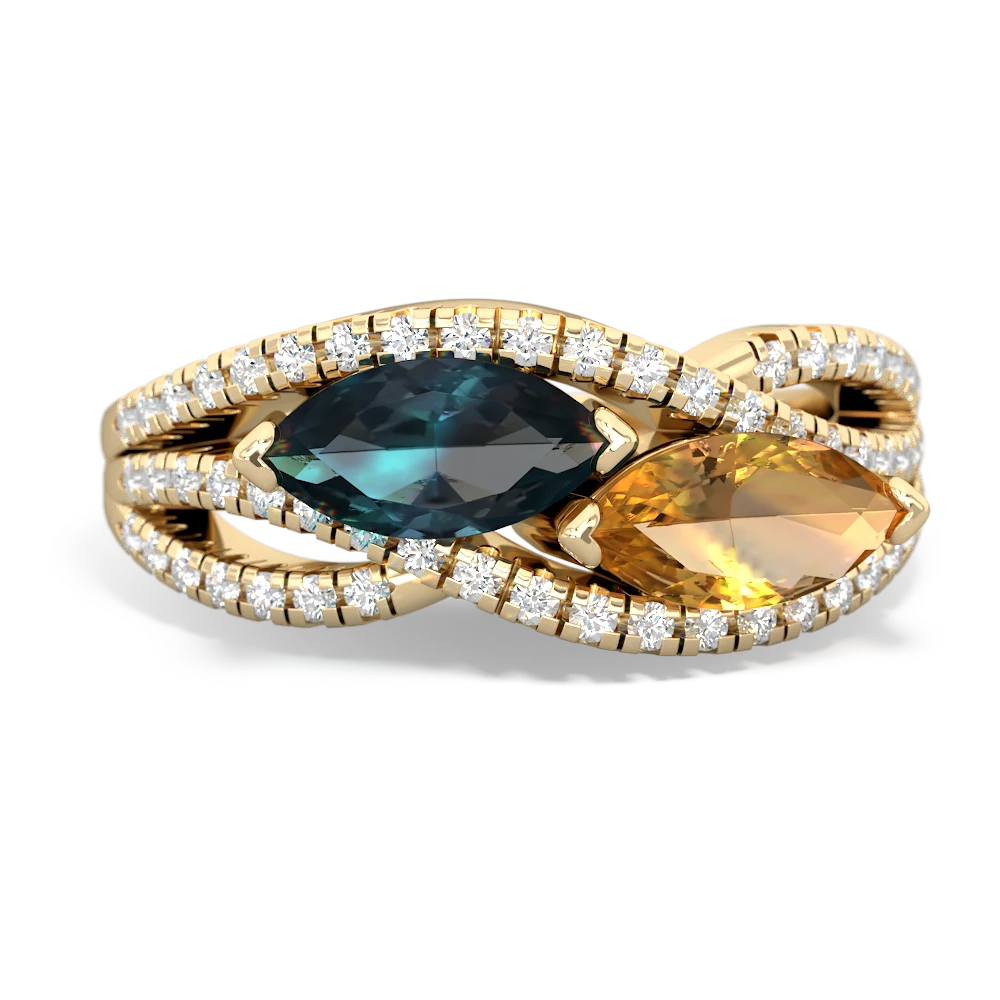 Alexandrite Diamond Rivers 14K Yellow Gold ring R3070