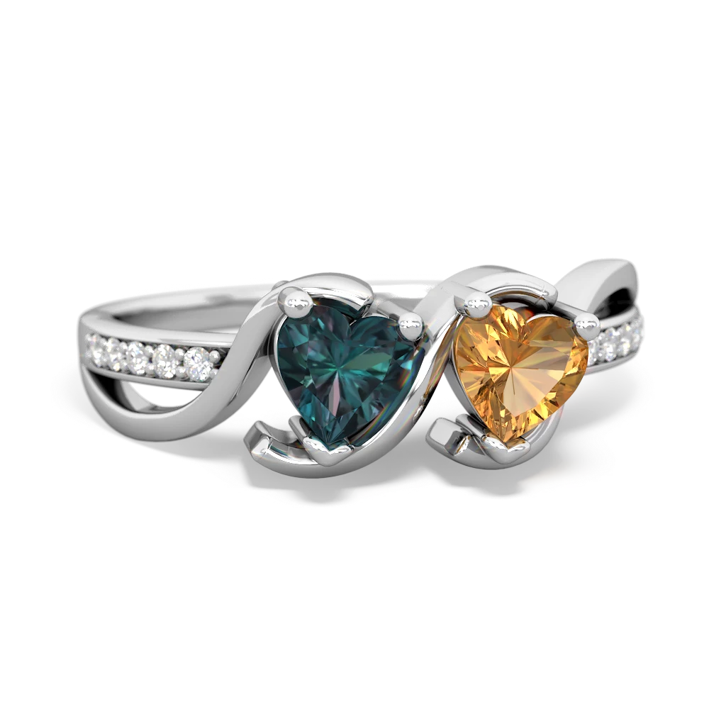 Alexandrite Side By Side 14K White Gold ring R3090