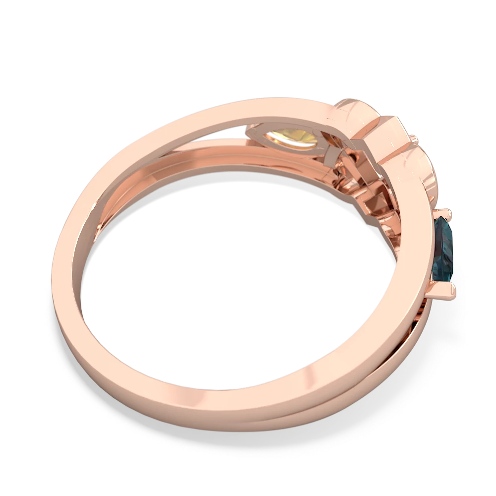 Alexandrite Hearts Intertwined 14K Rose Gold ring R5880