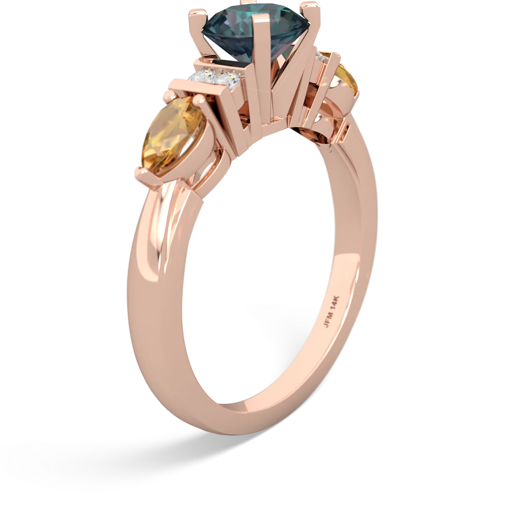 Alexandrite 6Mm Round Eternal Embrace Engagement 14K Rose Gold ring R2005