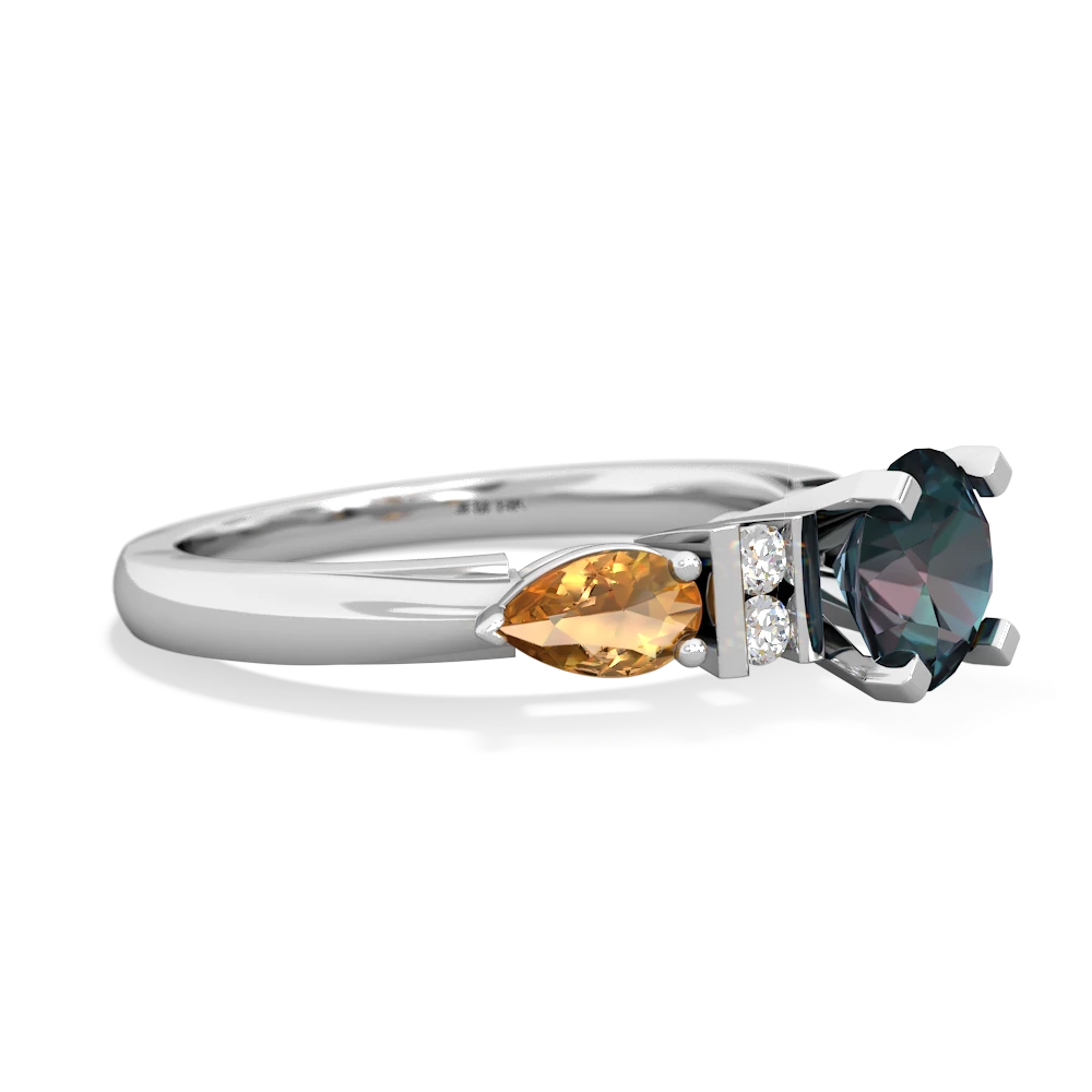 Alexandrite 6Mm Round Eternal Embrace Engagement 14K White Gold ring R2005