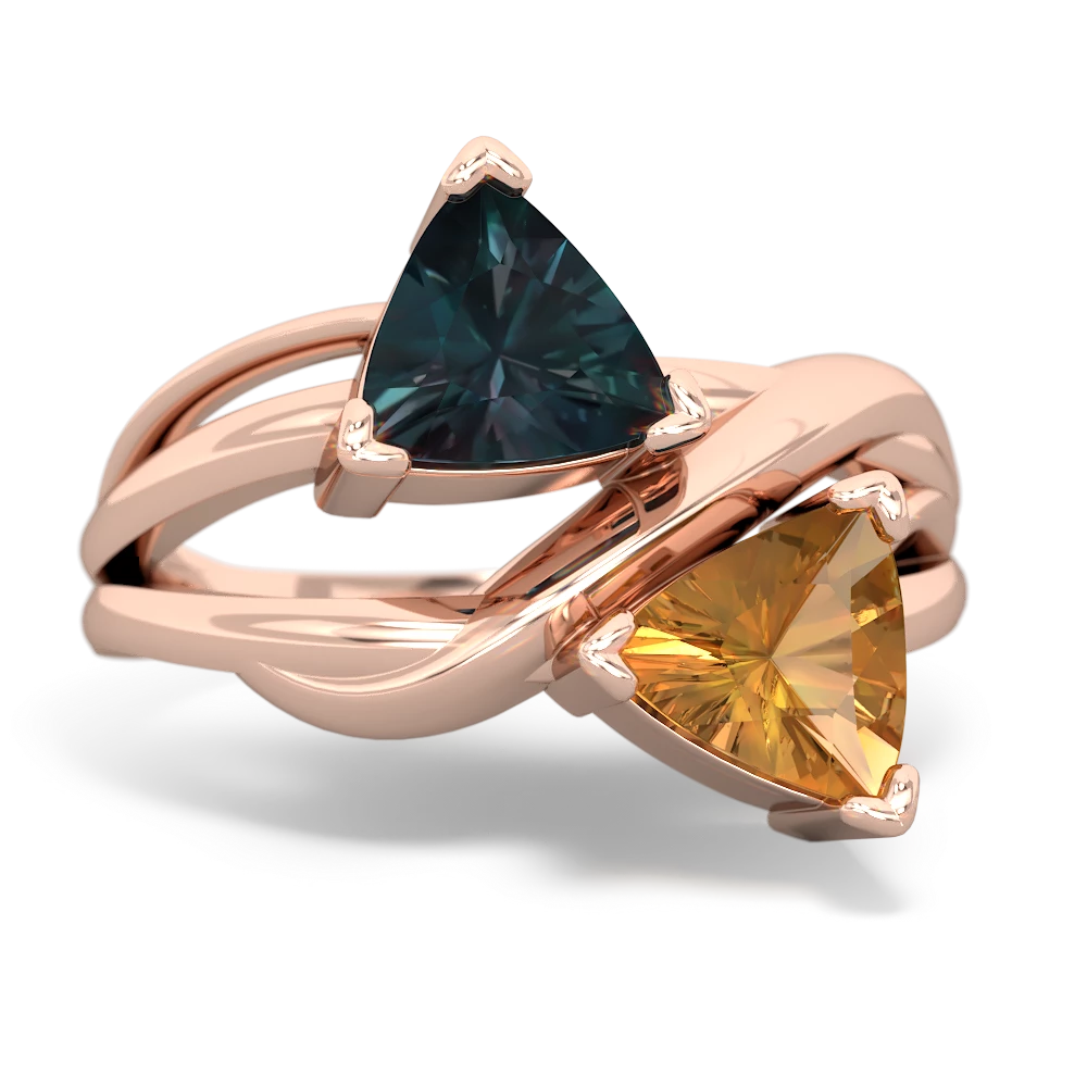 Alexandrite Split Band Swirl 14K Rose Gold ring R2341