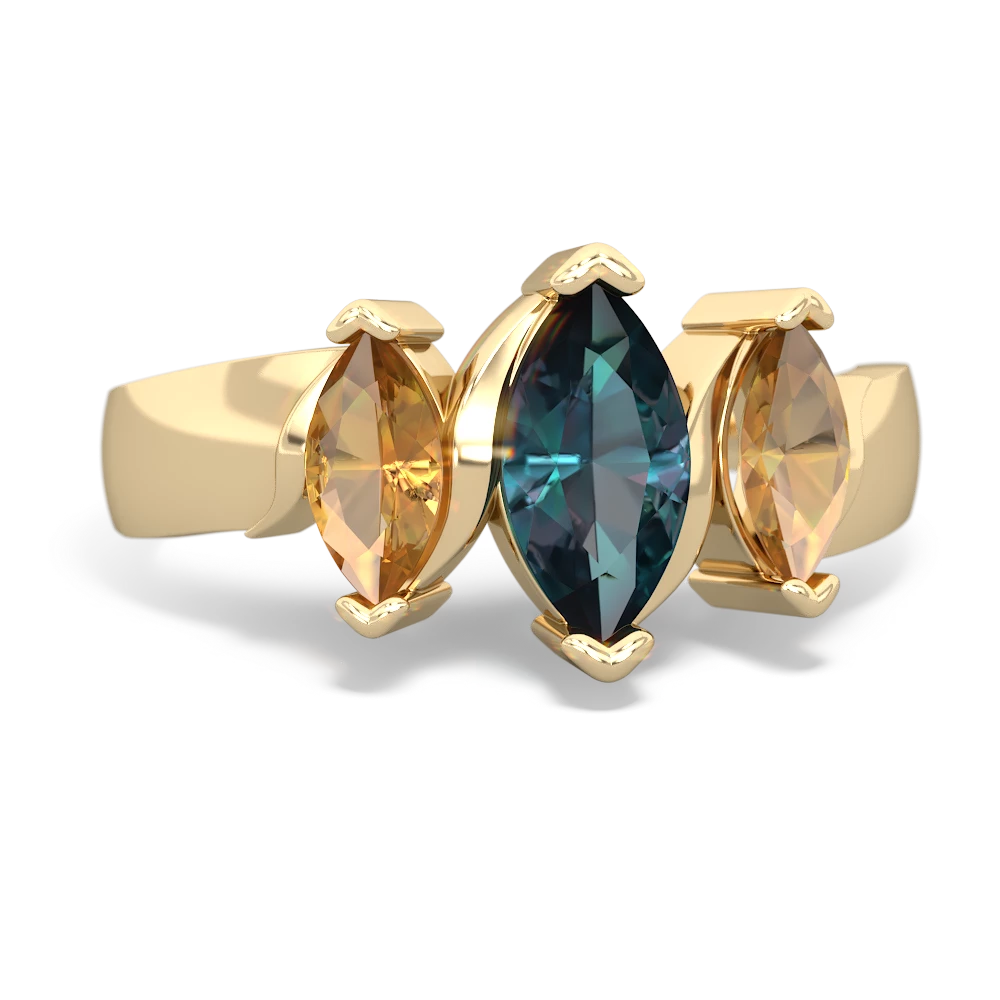 Alexandrite Three Peeks 14K Yellow Gold ring R2433