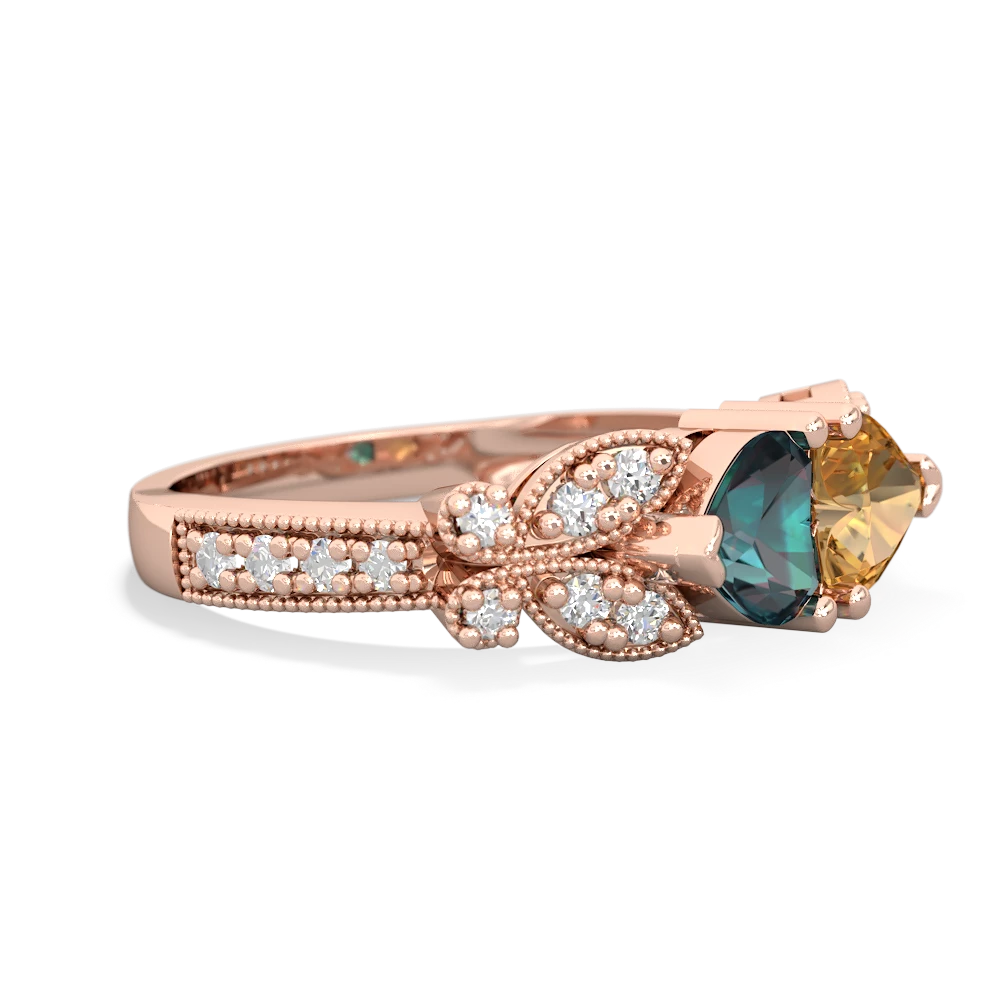 Alexandrite Diamond Butterflies 14K Rose Gold ring R5601