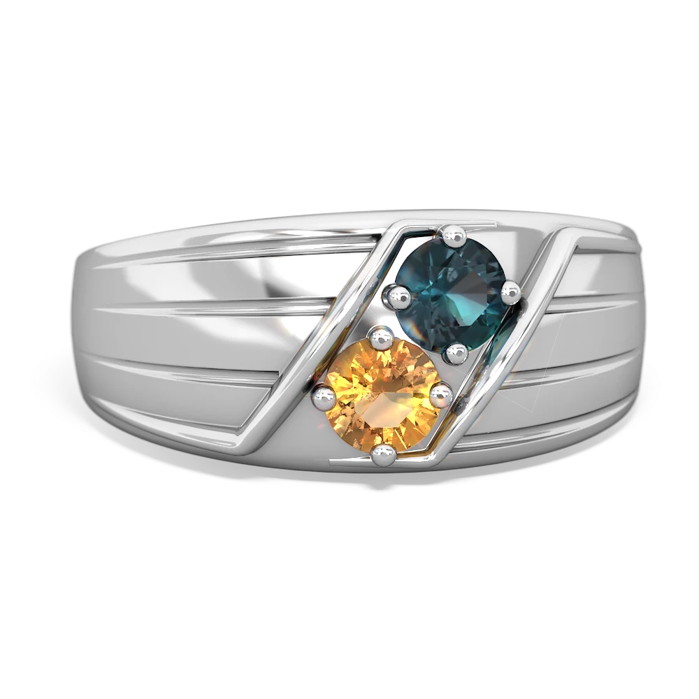 Alexandrite Men's Streamline 14K White Gold ring R0460