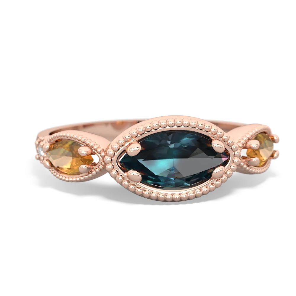 Alexandrite Milgrain Marquise 14K Rose Gold ring R5700