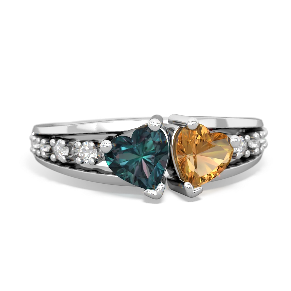 Alexandrite Heart To Heart 14K White Gold ring R3342