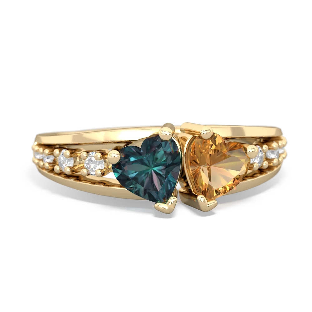 Alexandrite Heart To Heart 14K Yellow Gold ring R3342