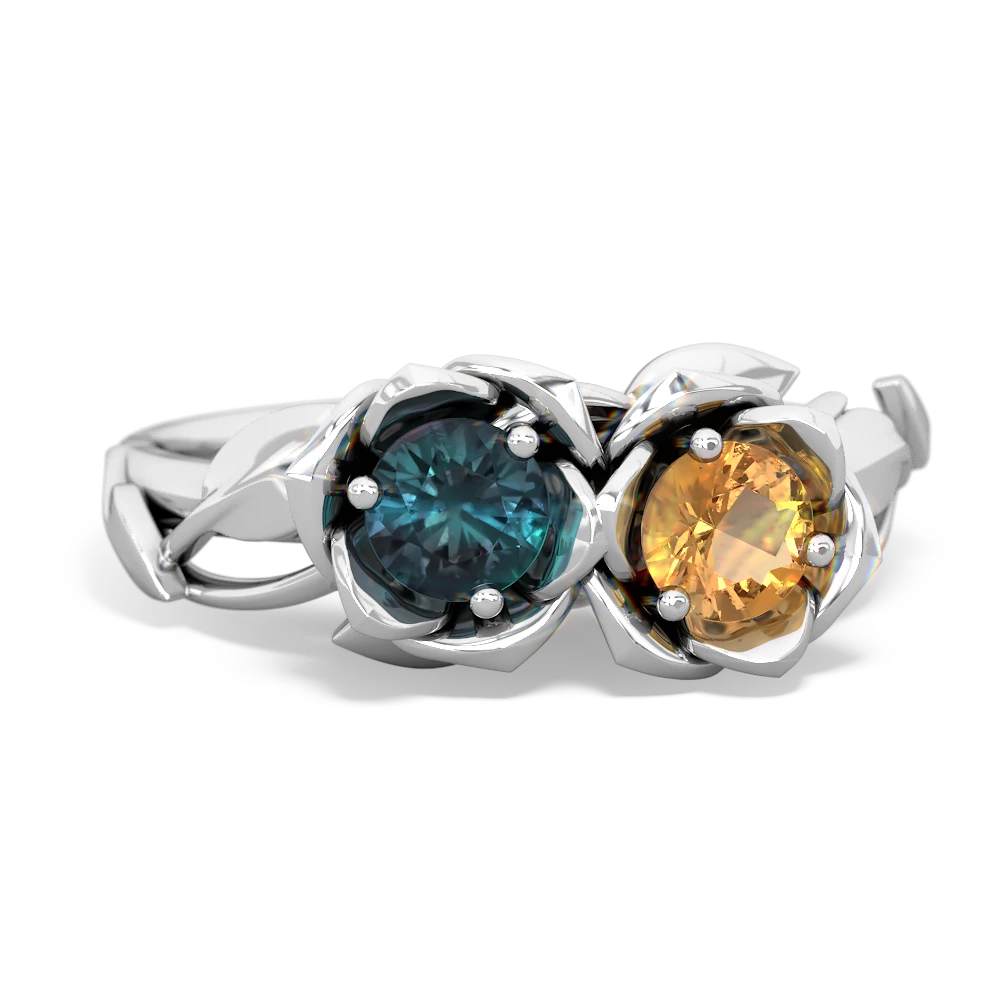 Alexandrite Rose Garden 14K White Gold ring R5510