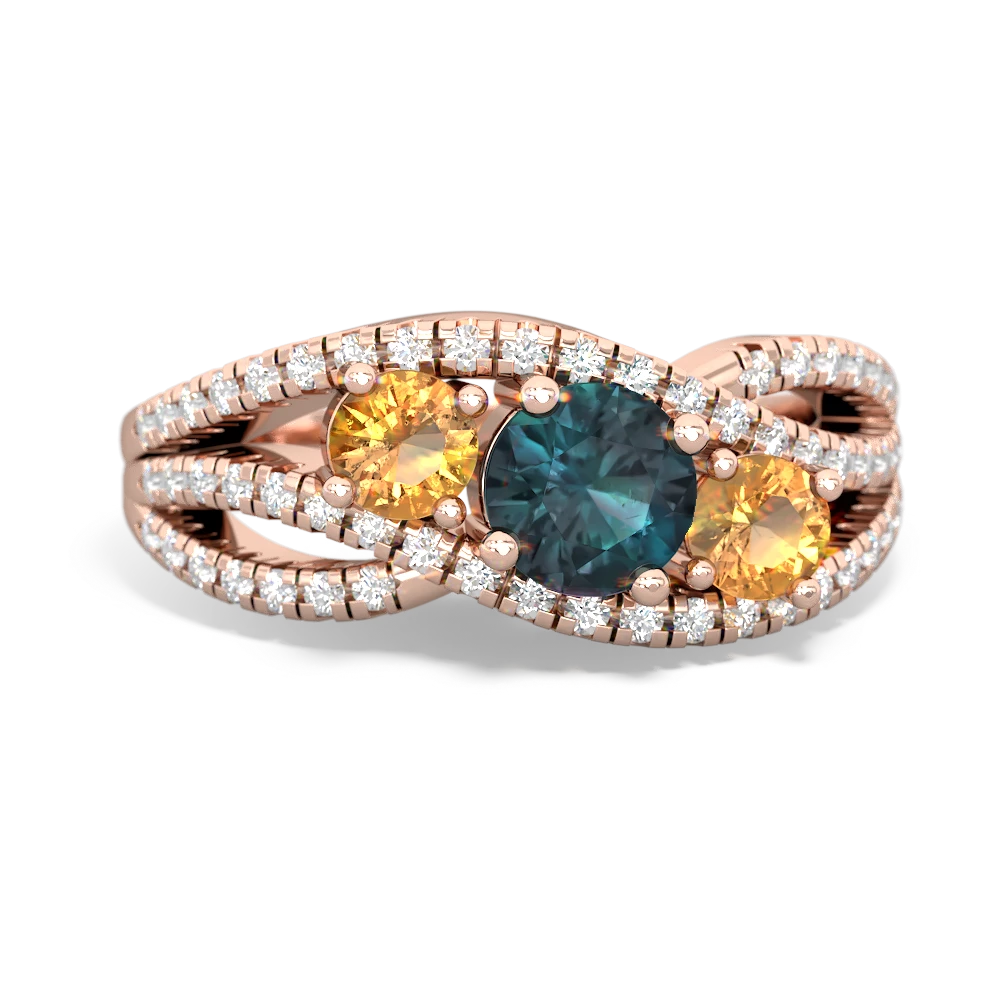 Alexandrite Three Stone Aurora 14K Rose Gold ring R3080