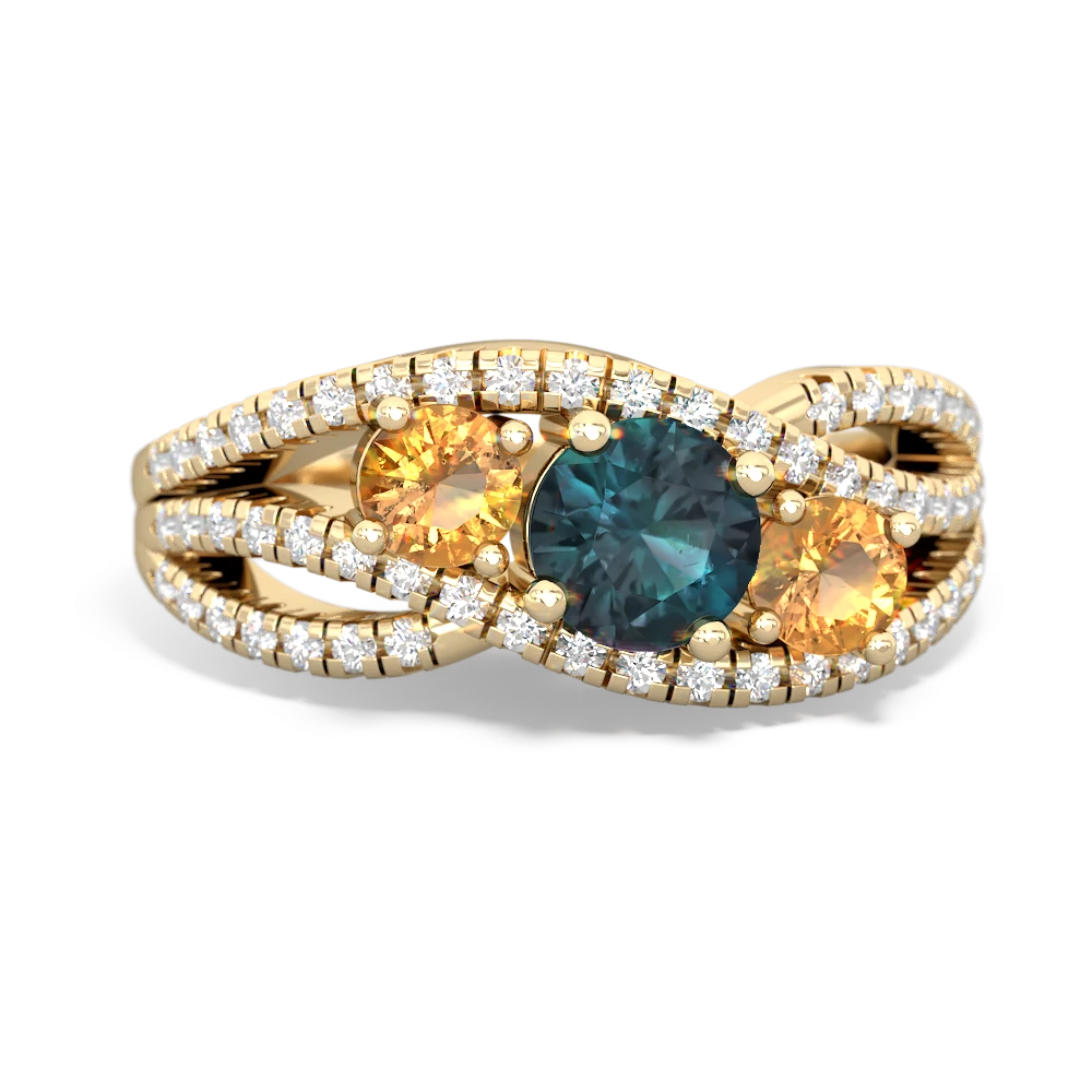 Alexandrite Three Stone Aurora 14K Yellow Gold ring R3080