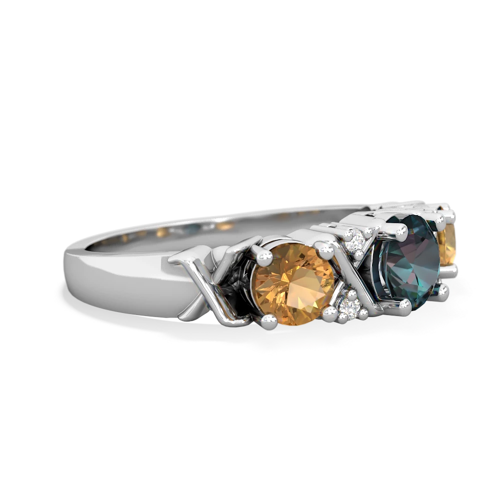 Alexandrite Hugs And Kisses 14K White Gold ring R5016