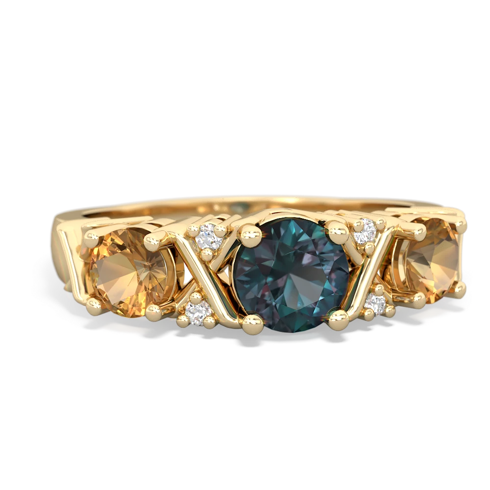 Alexandrite Hugs And Kisses 14K Yellow Gold ring R5016