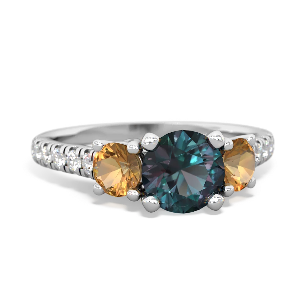 Alexandrite Pave Trellis 14K White Gold ring R5500