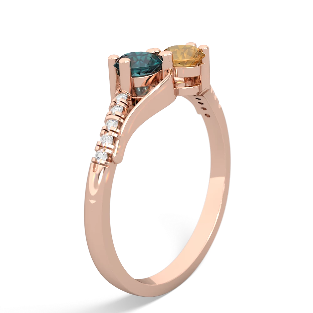 Alexandrite Infinity Pave Two Stone 14K Rose Gold ring R5285