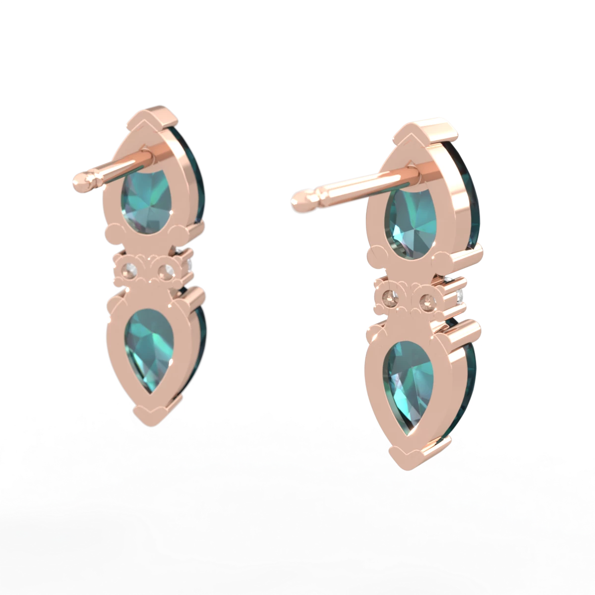 Alexandrite Bowtie Drop 14K Rose Gold earrings E0865