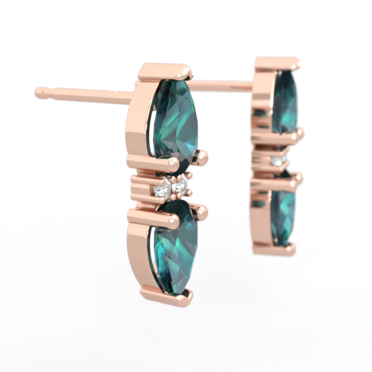 Alexandrite Bowtie Drop 14K Rose Gold earrings E0865