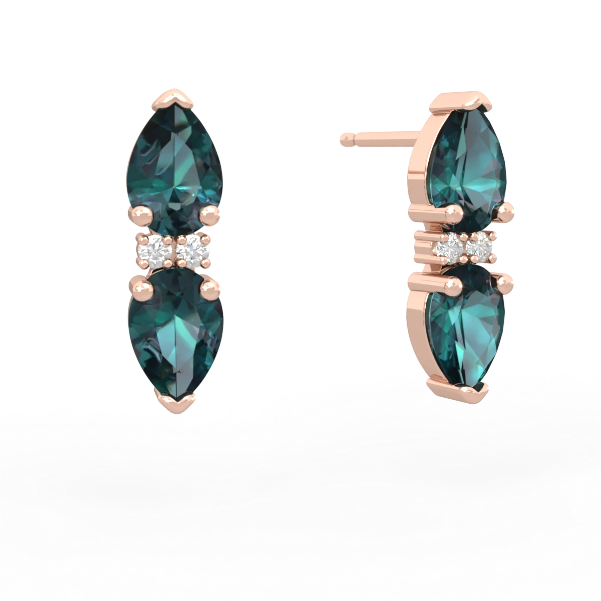 Alexandrite Bowtie Drop 14K Rose Gold earrings E0865