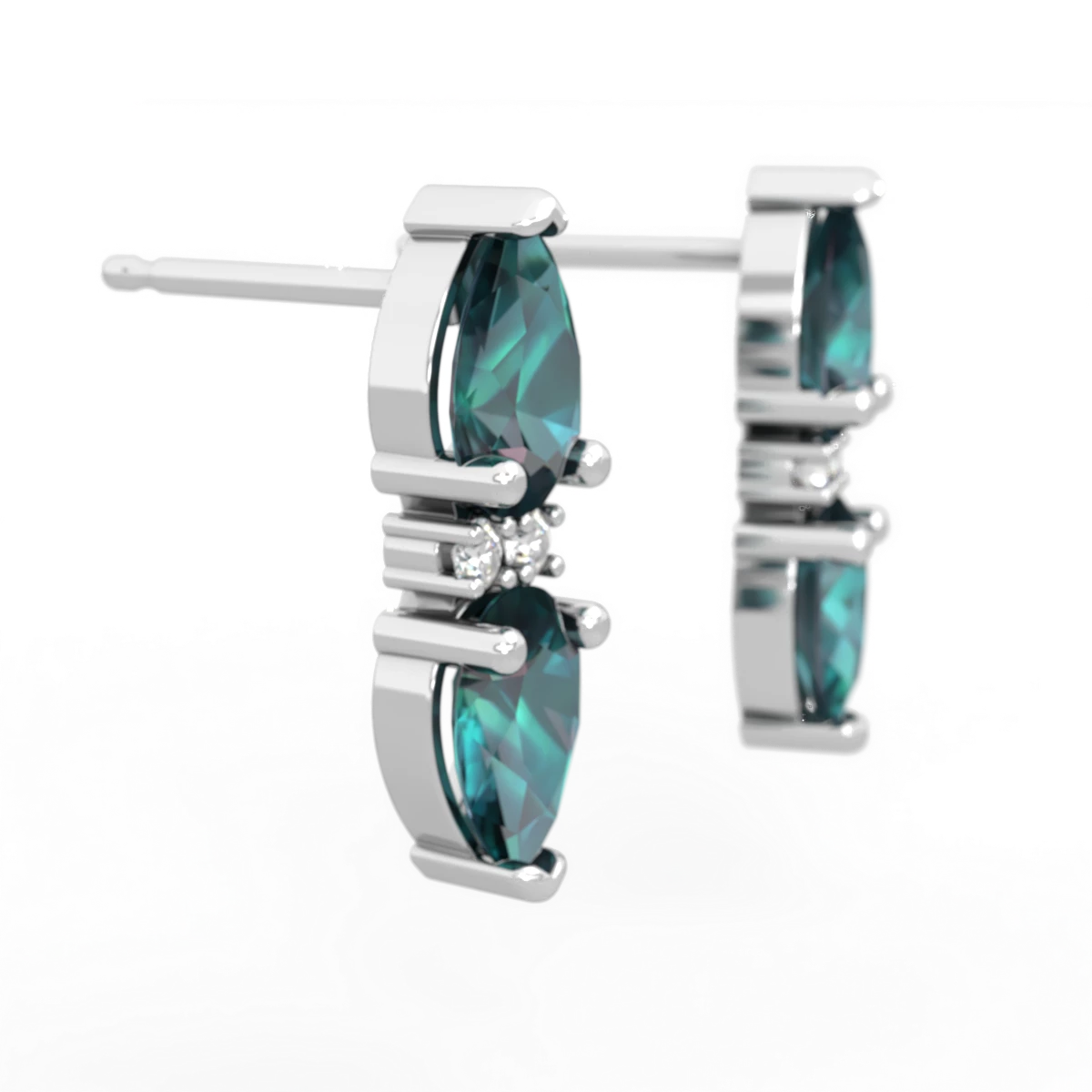 Alexandrite Bowtie Drop 14K White Gold earrings E0865