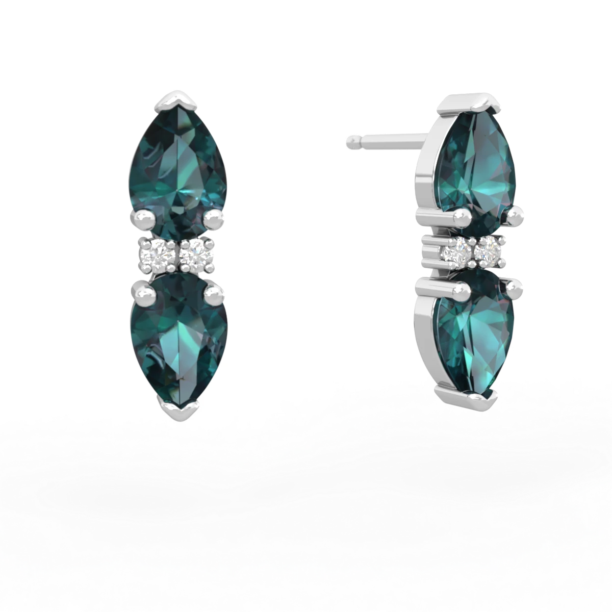 Alexandrite Bowtie Drop 14K White Gold earrings E0865