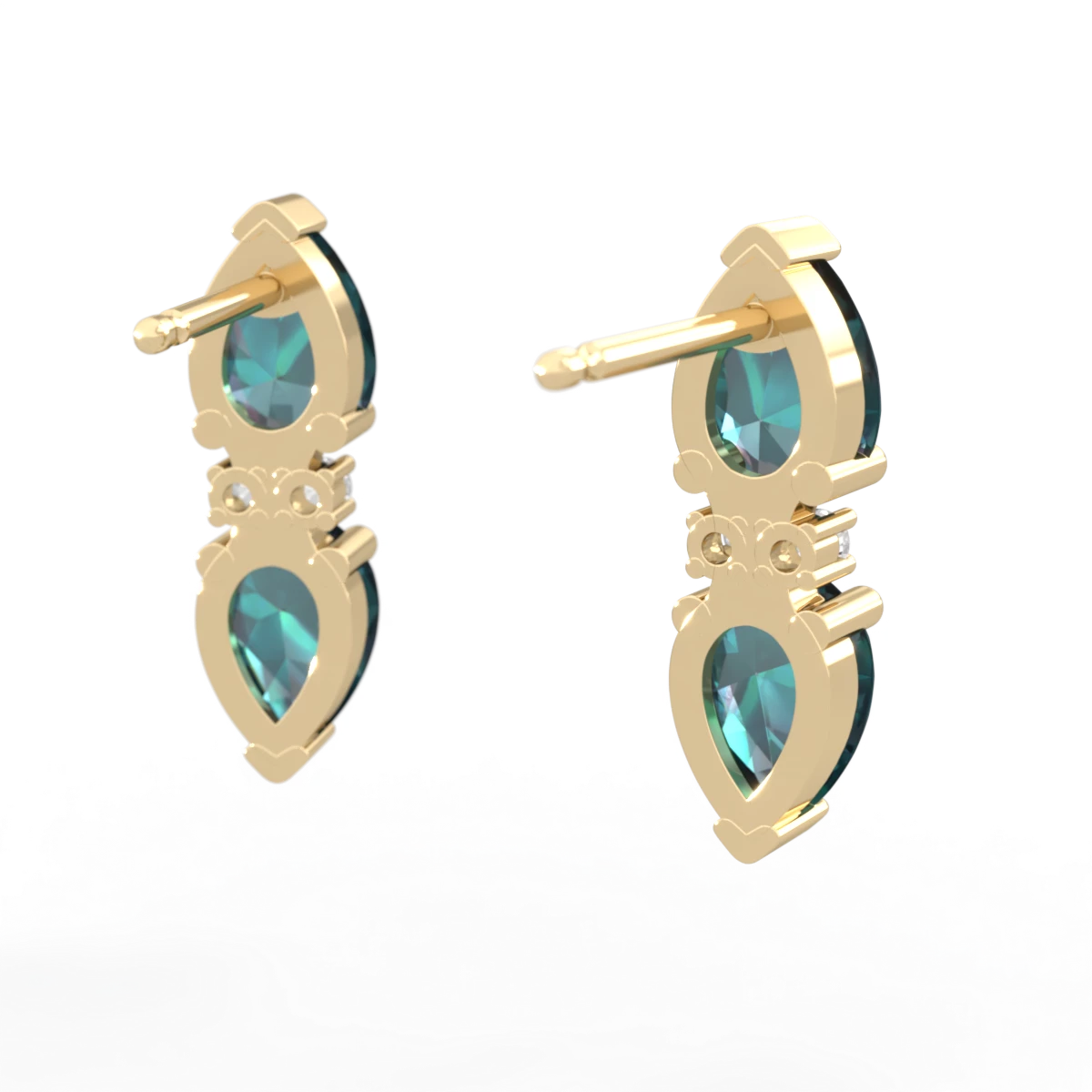 Alexandrite Bowtie Drop 14K Yellow Gold earrings E0865