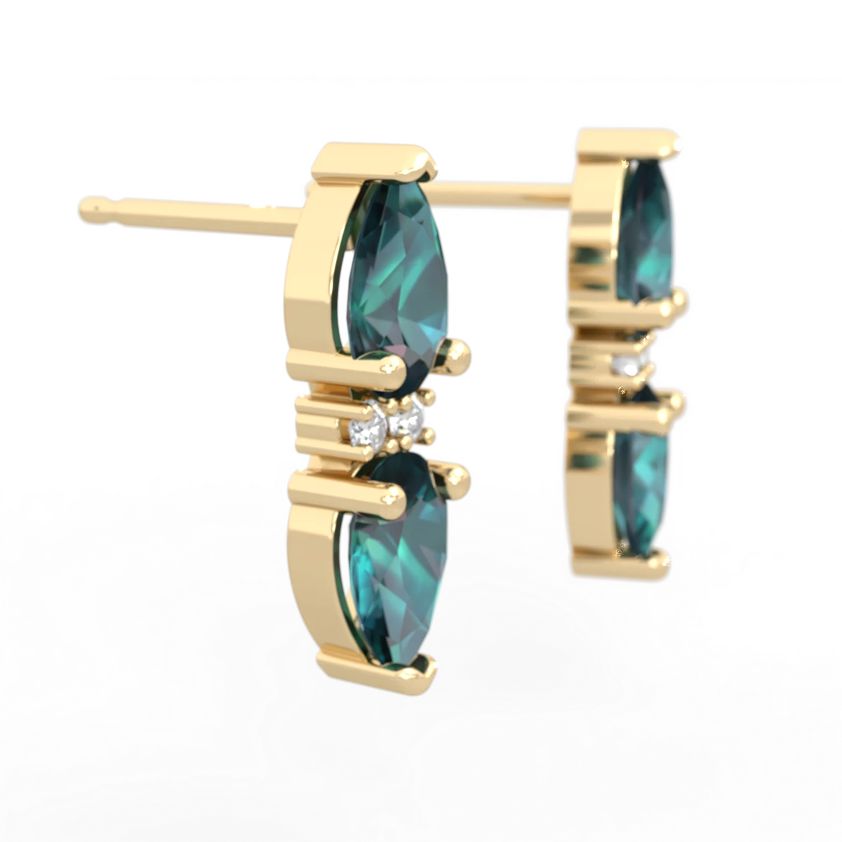 Alexandrite Bowtie Drop 14K Yellow Gold earrings E0865