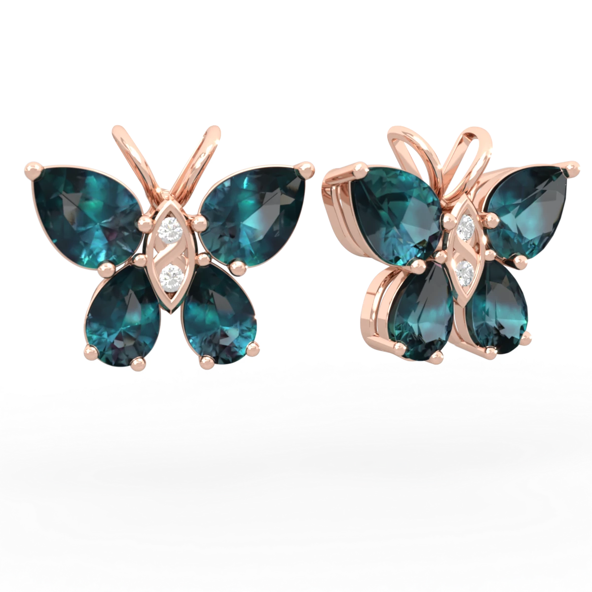 Alexandrite Butterfly 14K Rose Gold earrings E2215
