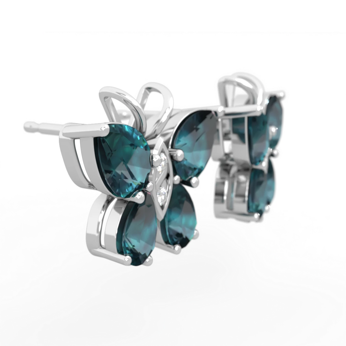 Alexandrite Butterfly 14K White Gold earrings E2215