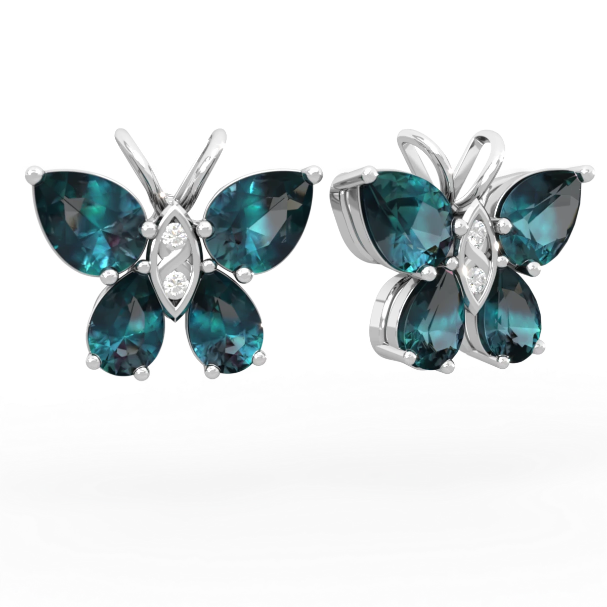Alexandrite Butterfly 14K White Gold earrings E2215