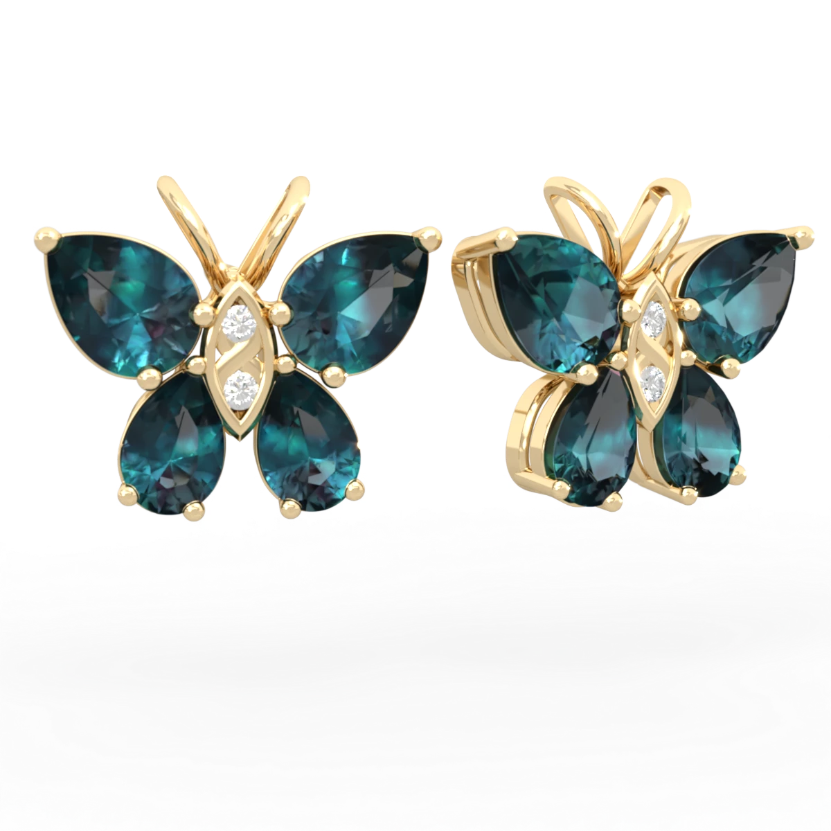 Alexandrite Butterfly 14K Yellow Gold earrings E2215