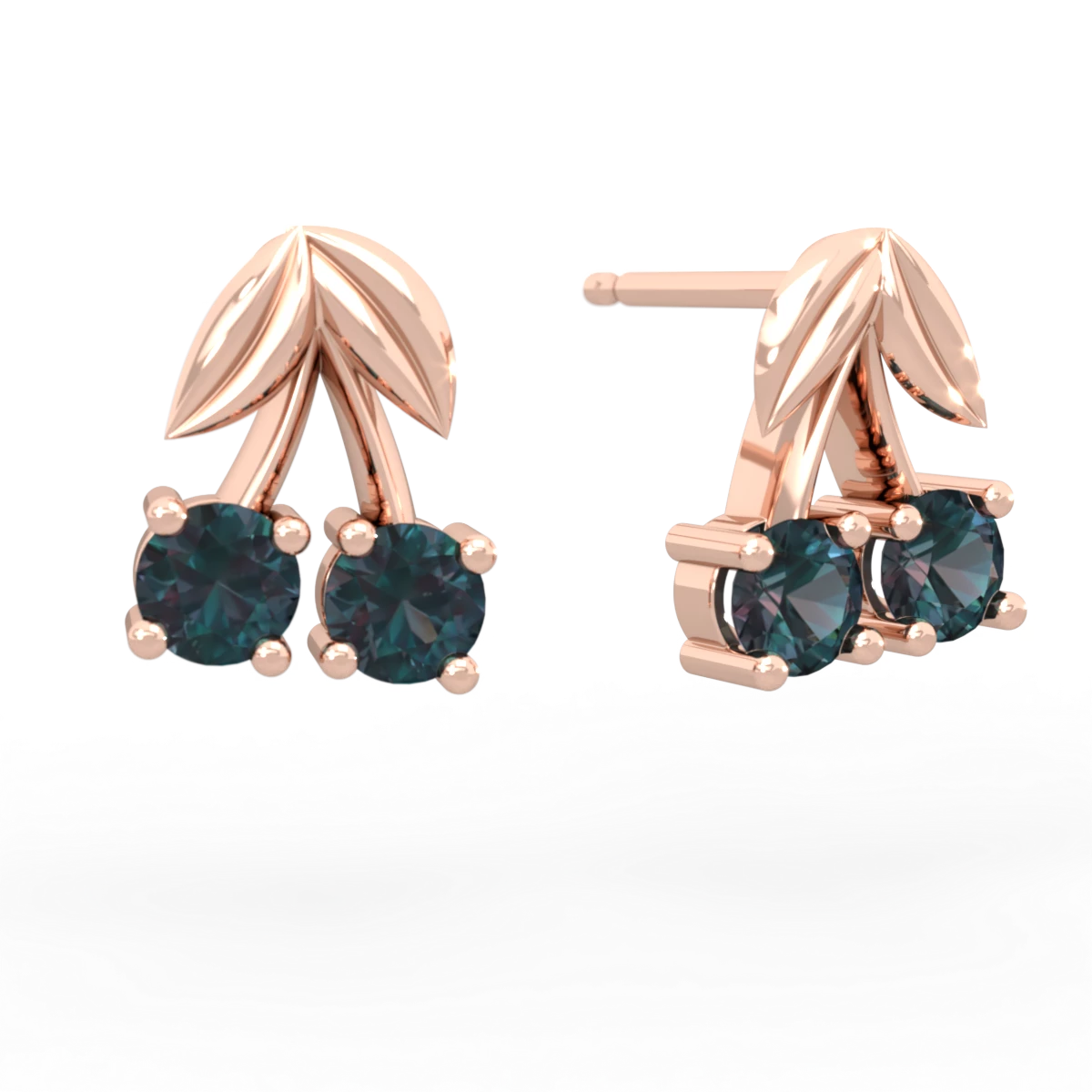 Alexandrite Sweet Cherries 14K Rose Gold earrings E7001