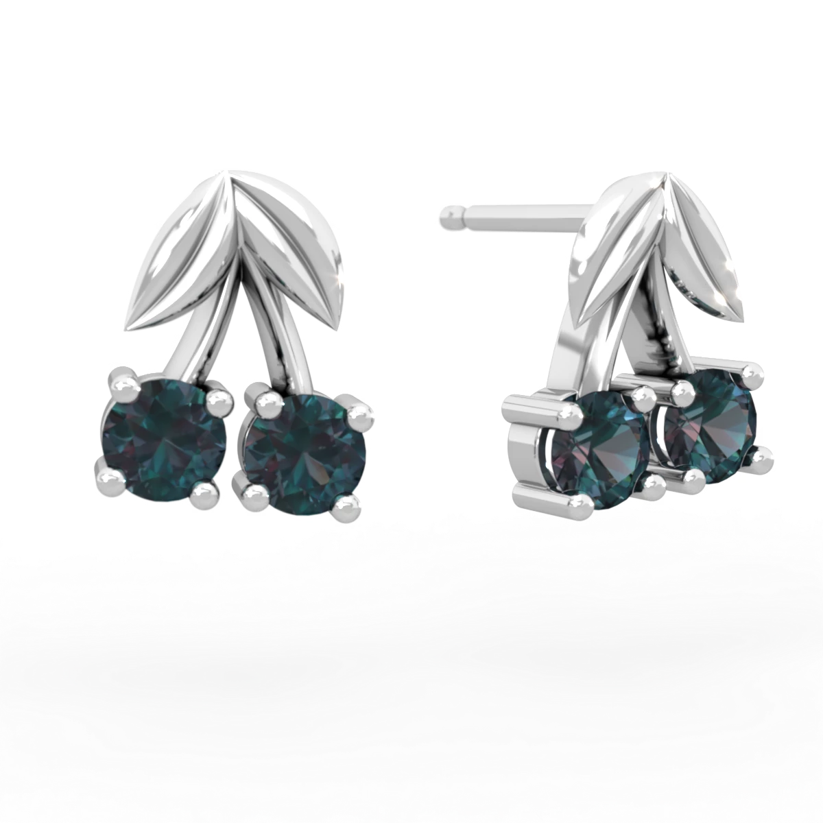 Alexandrite Sweet Cherries 14K White Gold earrings E7001