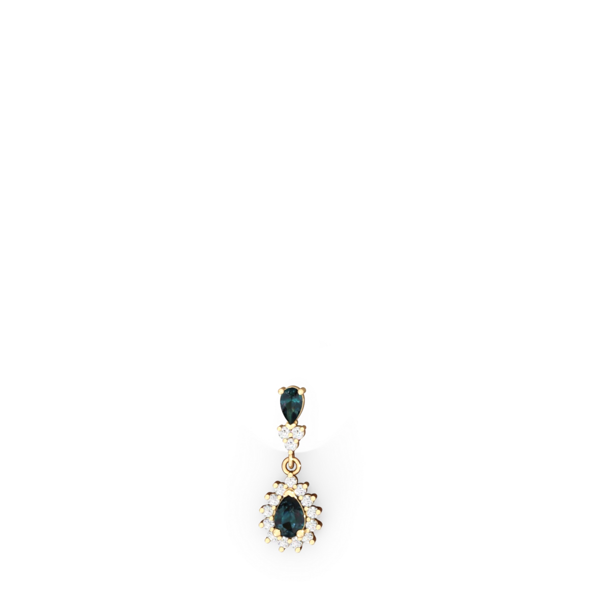 Alexandrite Halo Pear Dangle 14K Yellow Gold earrings E1882